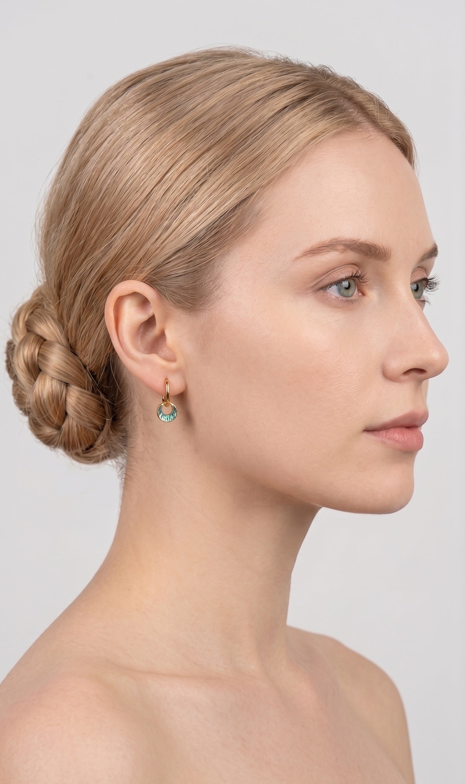 Abalone Shell Hoop Earrings – 925 Sterling Silver, Vintage European Style