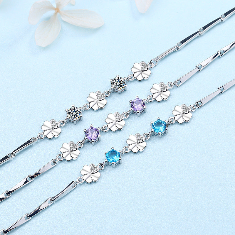 Lucky Four-Leaf Clover Couple Bracelet — Sterling Silver