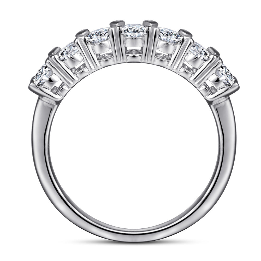 925 Silver Zircon Geometric Band – Women’s White Gold