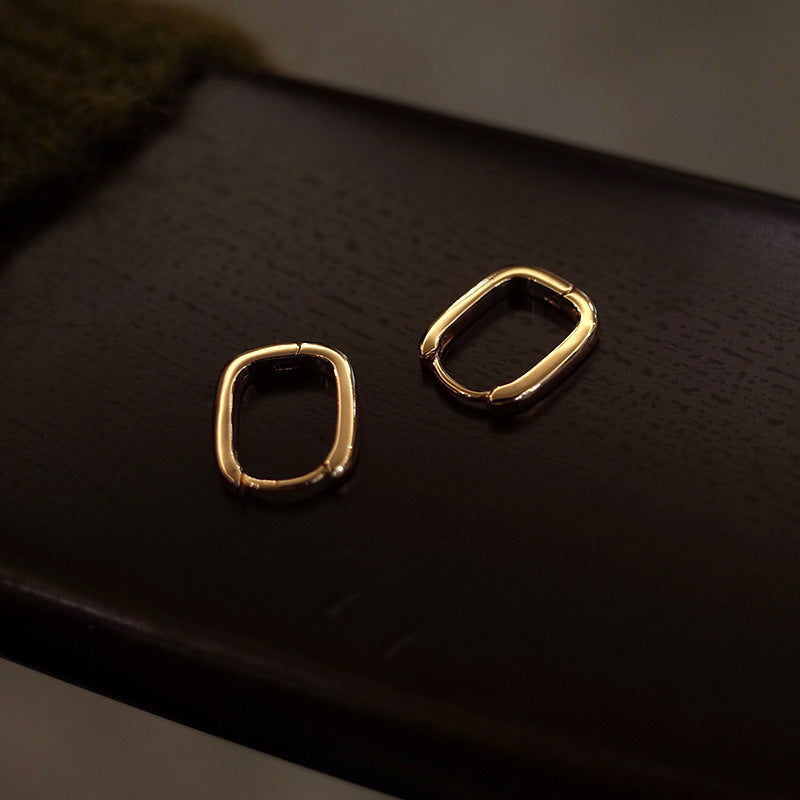 Gold Plated Geometric Ear Clips – Minimalist Silver Hoop Earrings for Women