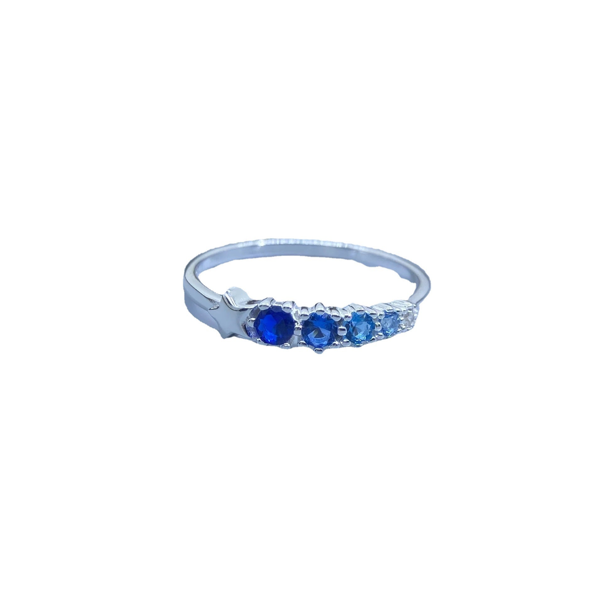 925 Silver Star Zircon Ring – Women’s White Gold
