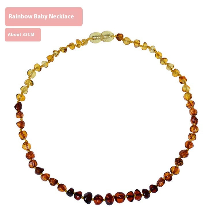 Natural Amber Bead Necklace – Geometric Ball Chain, Unisex