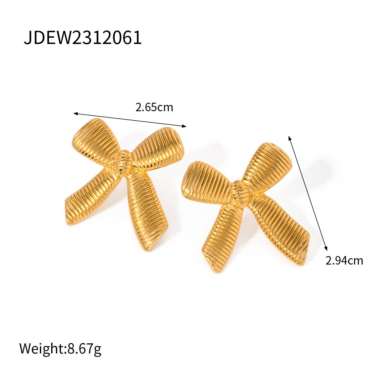 Gold Bow Stud Earrings - Luxury Minimalist Statement Piece