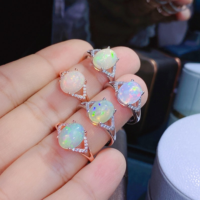 925 Silver Australian Opal Ring – Adjustable Women’s