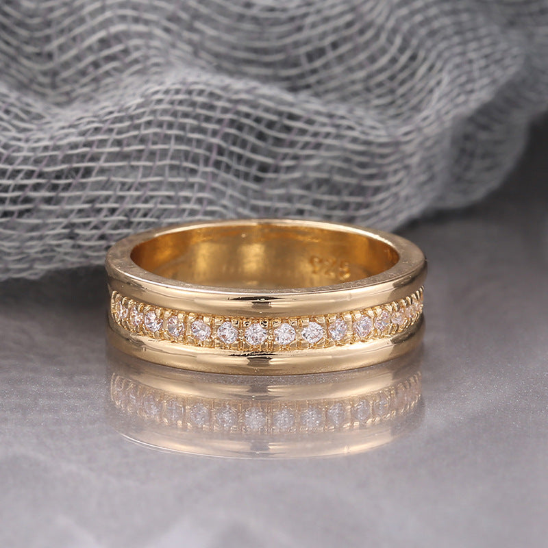Gold & White Gold Zircon Band Ring – Women's