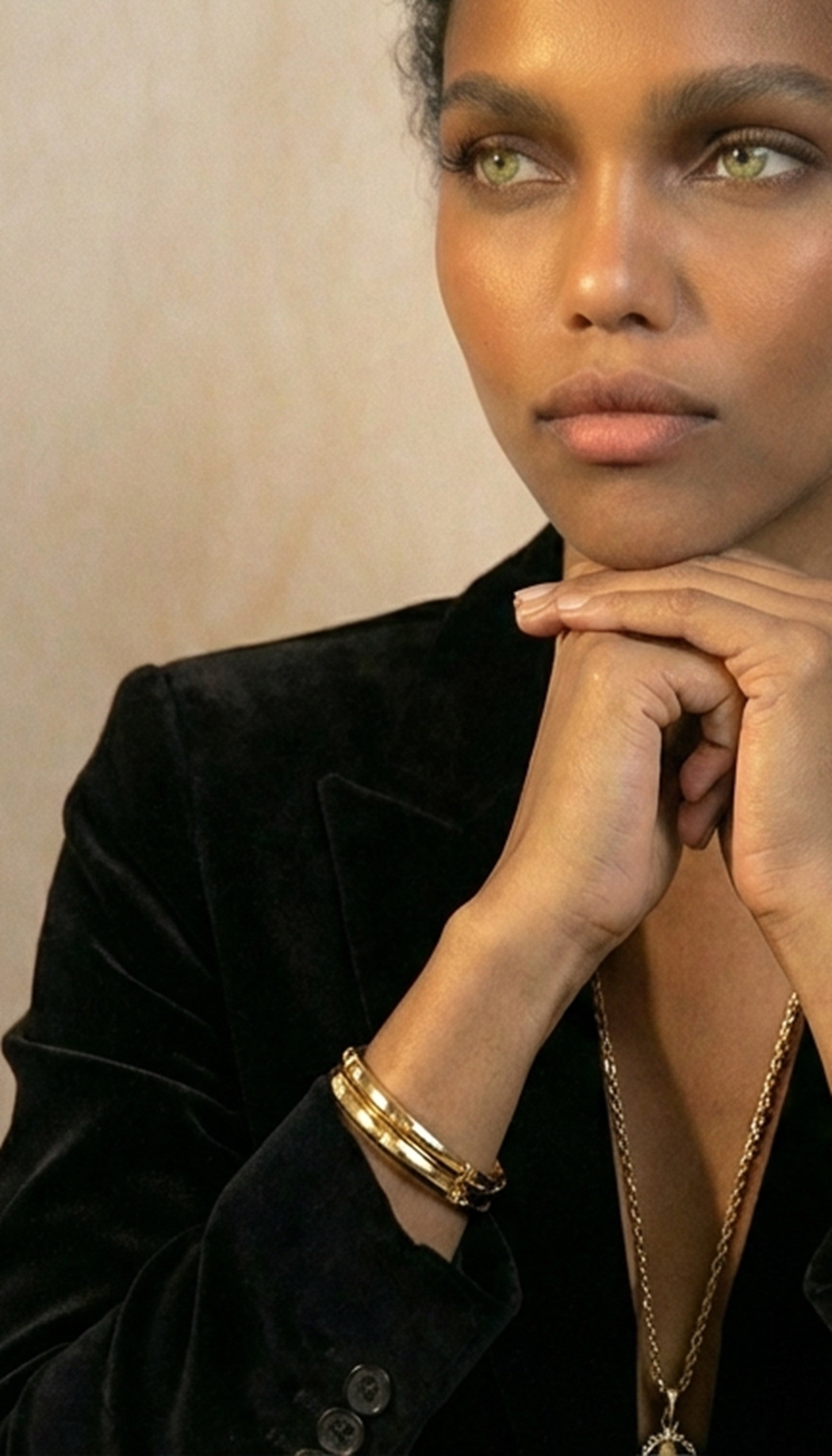 Gold Bamboo Bracelet - Luxury Minimalist Statement Bangle