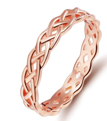 Celtic Braided Wedding Band – 925 Sterling Silver Rose Gold