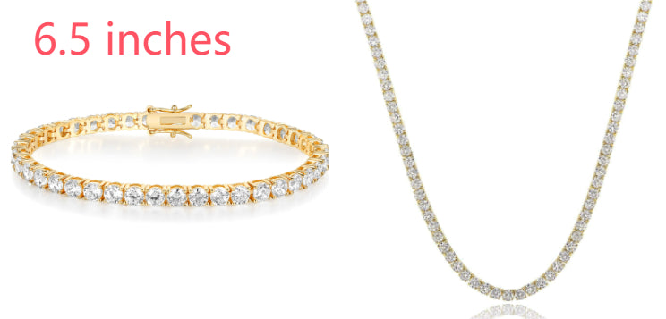 18K White Gold Plated Tennis Necklace - Luxury Zircon Statement Piece