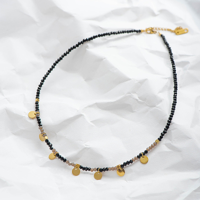 Handmade Crystal Bead Necklace – Gold, Stainless Steel, Stackable