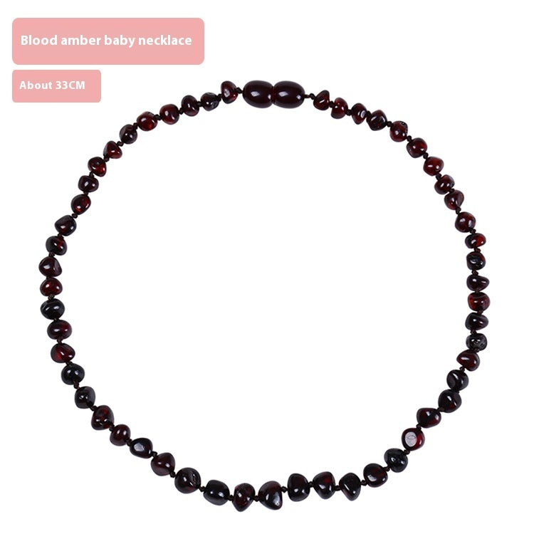 Natural Amber Bead Necklace – Geometric Ball Chain, Unisex