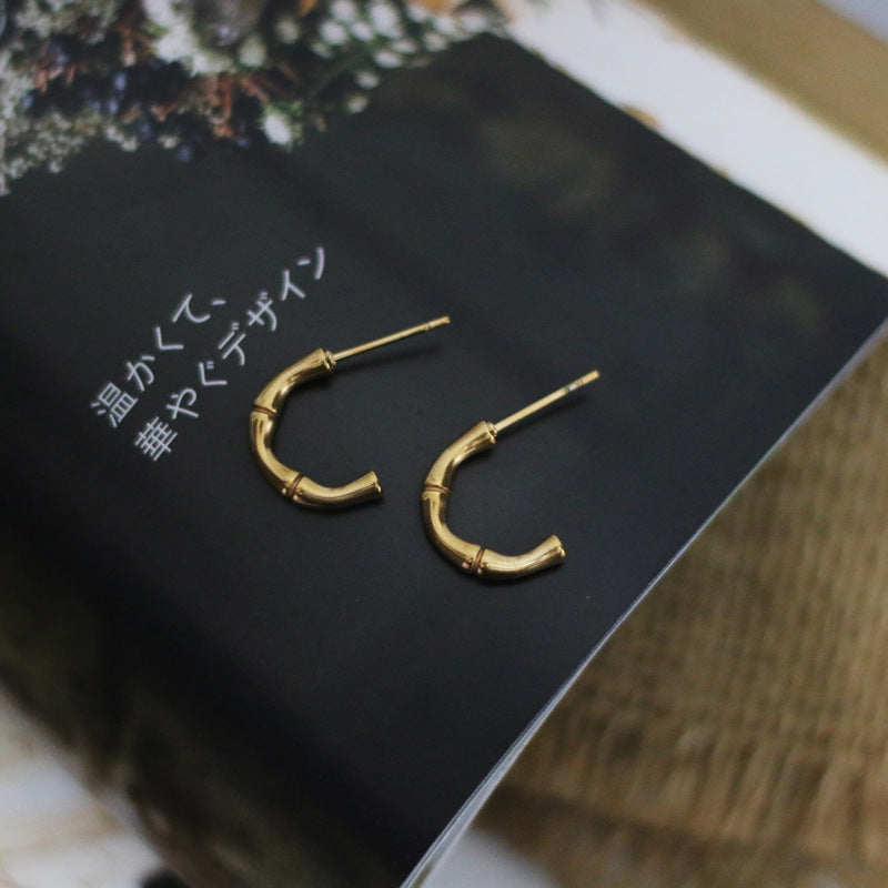 Bamboo Stud Earrings – Titanium Steel