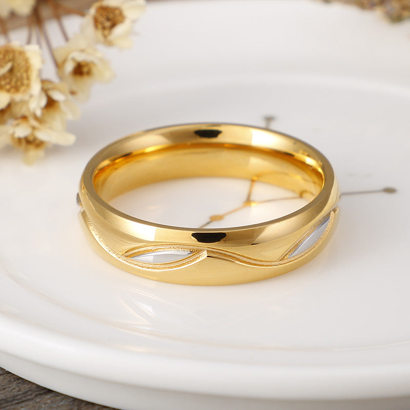 18K Gold Titanium Steel Couple Ring – His & Hers