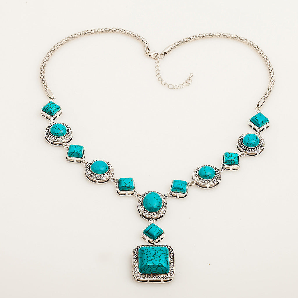 Turquoise Vintage Statement Necklace – Alloy, Boho, Women's