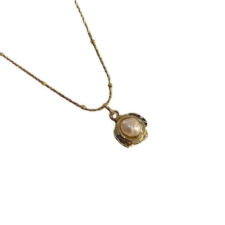 Baroque Freshwater Pearl Necklace – Gold, Titanium Steel, Retro Temperament