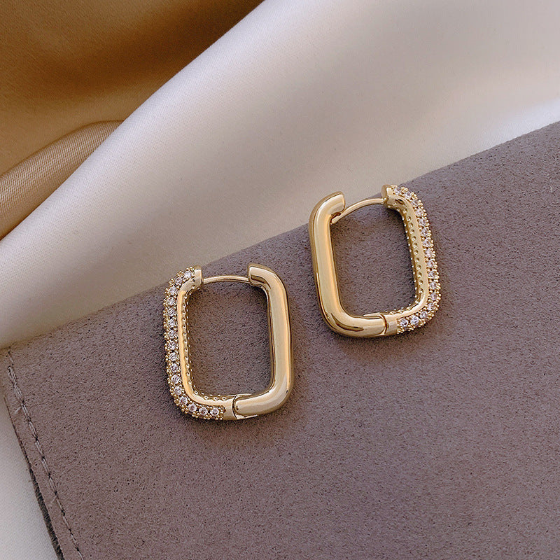 Geometric Square Zircon Earrings – Gold & Silver Plated