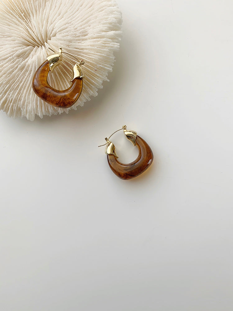 Amber Acrylic Drop Earrings – Resin, European Style, Transparent, Amber & Emerald, Women's