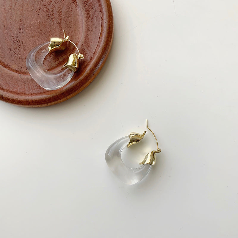 Amber Acrylic Drop Earrings – Resin, European Style, Transparent, Amber & Emerald, Women's