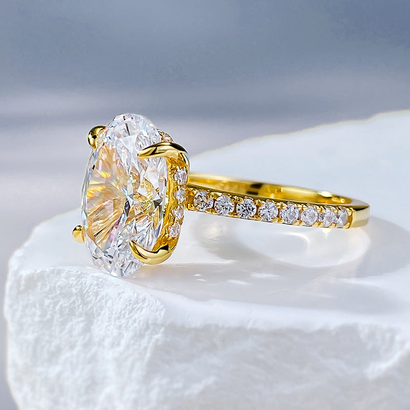 925 Silver Oval Solitaire Ring – Gold Plated