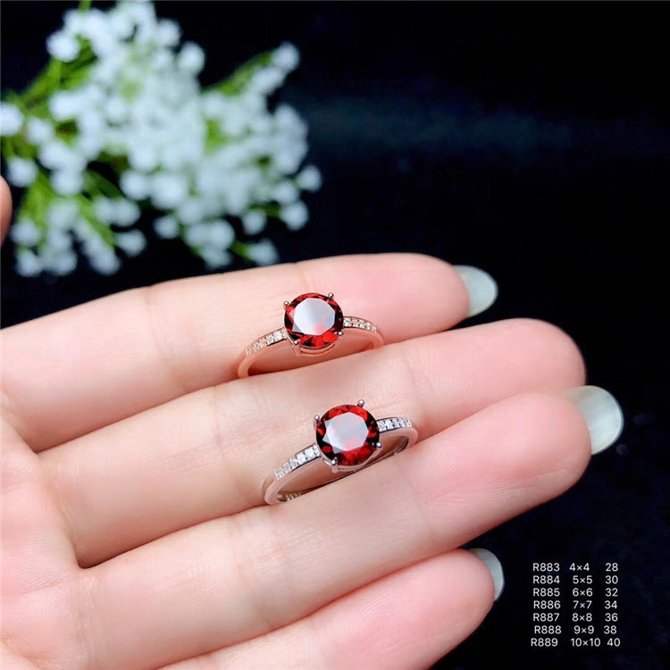 925 Silver Natural Garnet Ring