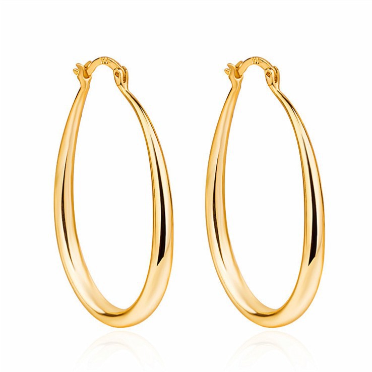 Geometric Oval Hoop Earrings