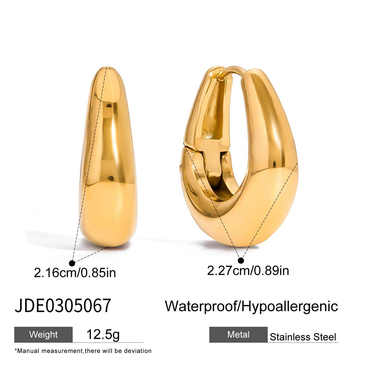 Gold Ellipse Earrings – 18K Plated Statement