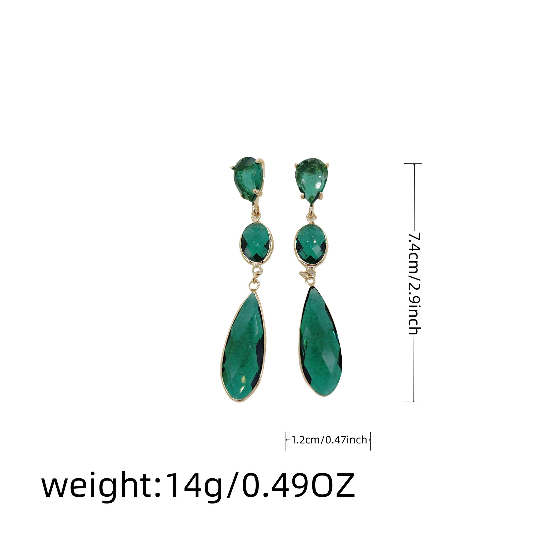 Crystal Glass Drop Earrings — Geometric Long Dangle
