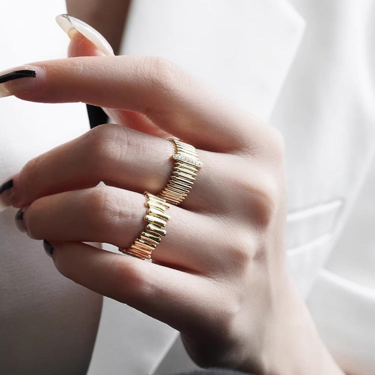 18K Gold-Plated Diamond-Cut Ring – Retro Adjustable