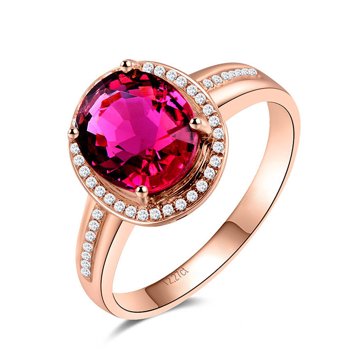 Ruby Crystal Diamond Ring in Rose Gold