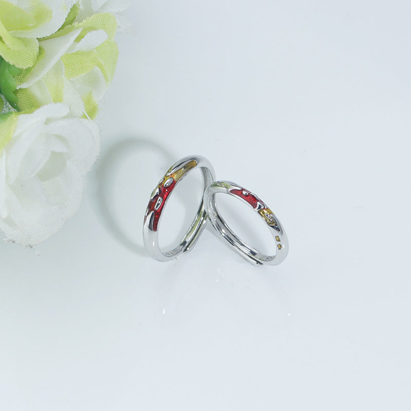 Simple Gold & Stone Couple Ring – Adjustable