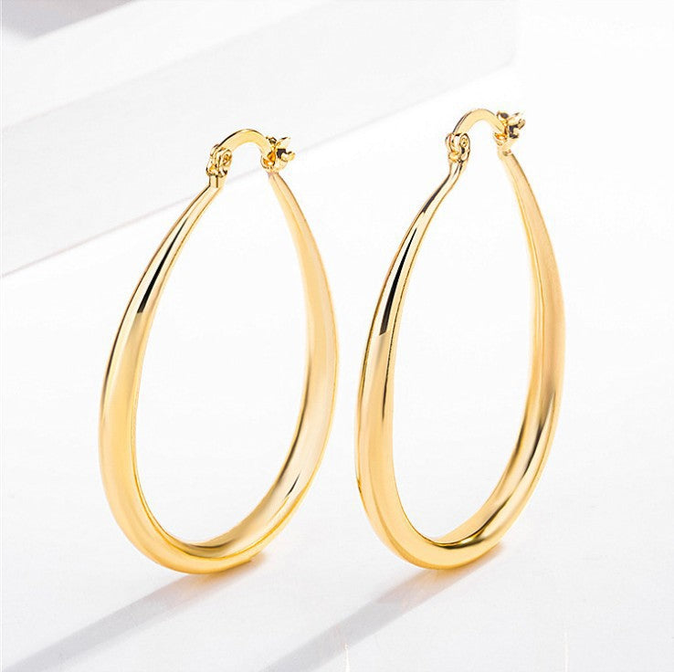 Geometric Oval Hoop Earrings