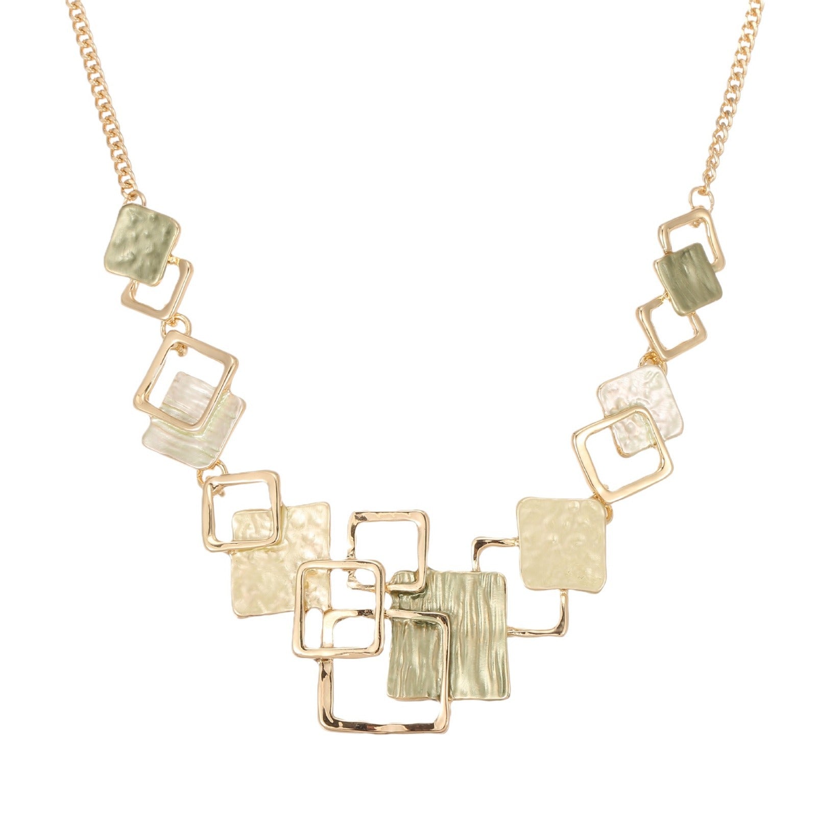 Geometric Square Color Oil Jewelry Set – Earrings, Bracelet & Necklace, Original Design