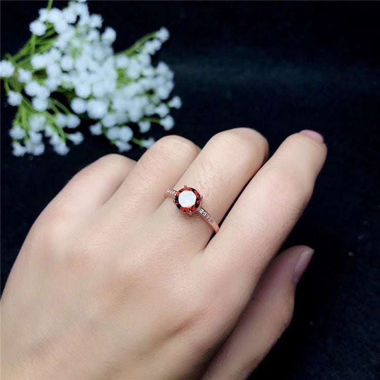 925 Silver Natural Garnet Ring