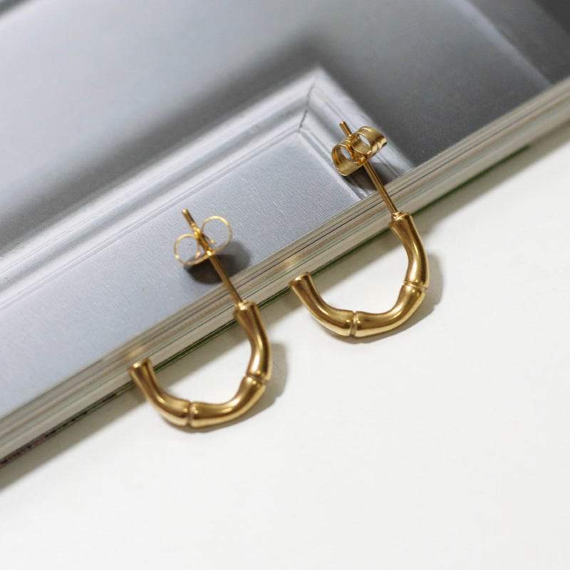Bamboo Stud Earrings – Titanium Steel