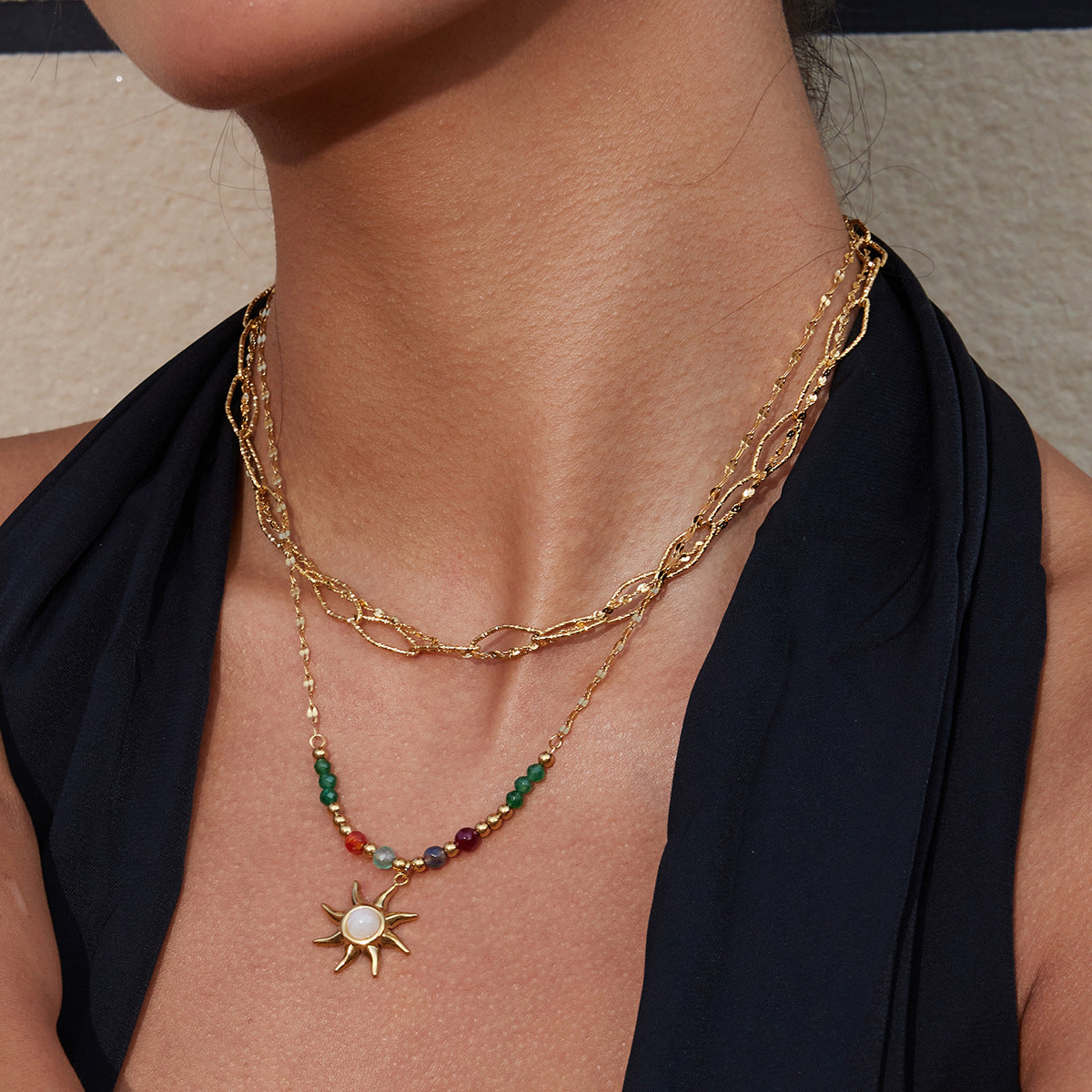 Minimalist Geometric Necklace 18K Gold Stainless Steel