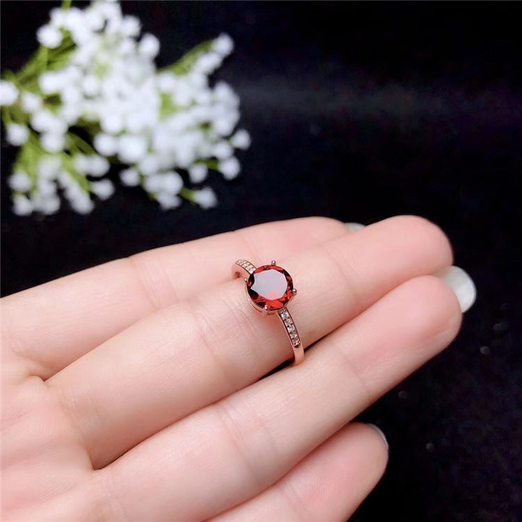 925 Silver Natural Garnet Ring