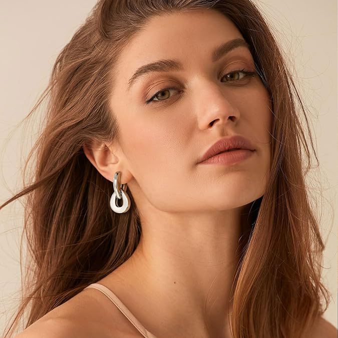 Geometric Drop Earrings — Electroplated Gold & Silver