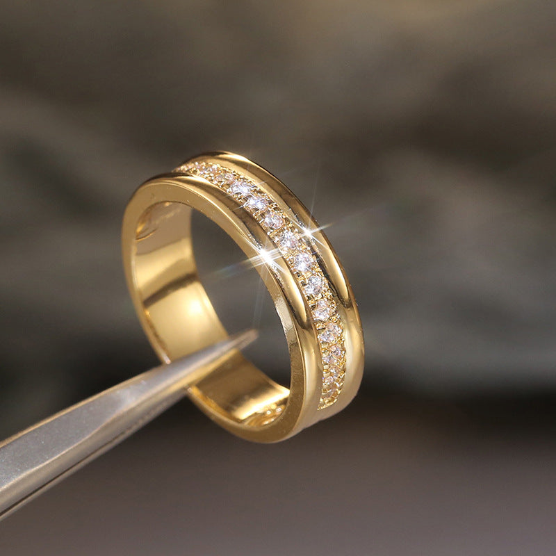 Gold & White Gold Zircon Band Ring – Women's