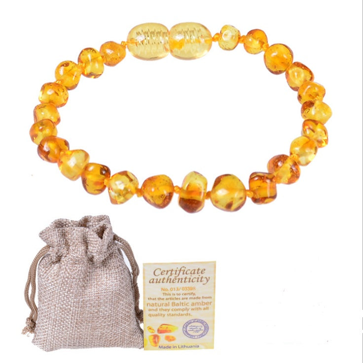 Baltic Amber Baby Bracelet – Natural Irregular Beads, Infant Teething