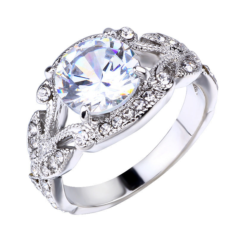 Tree Leaf Diamond Engagement Ring – White Gold Princess