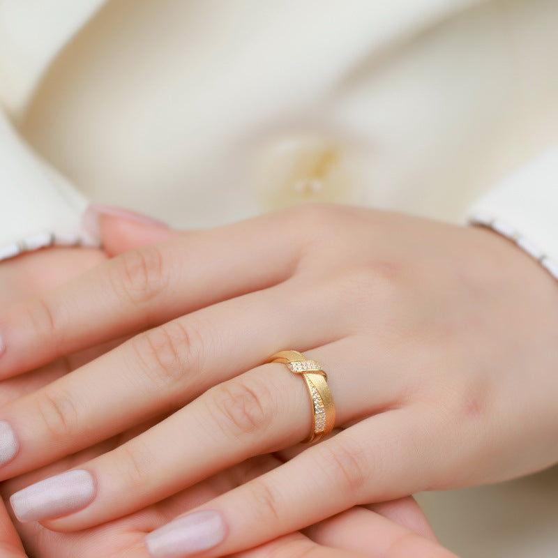 10K Gold Plated Textured Band Ring - Minimalist Luxury Statement Piece