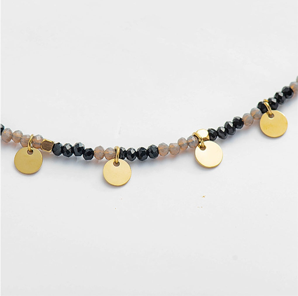 Handmade Crystal Bead Necklace – Gold, Stainless Steel, Stackable