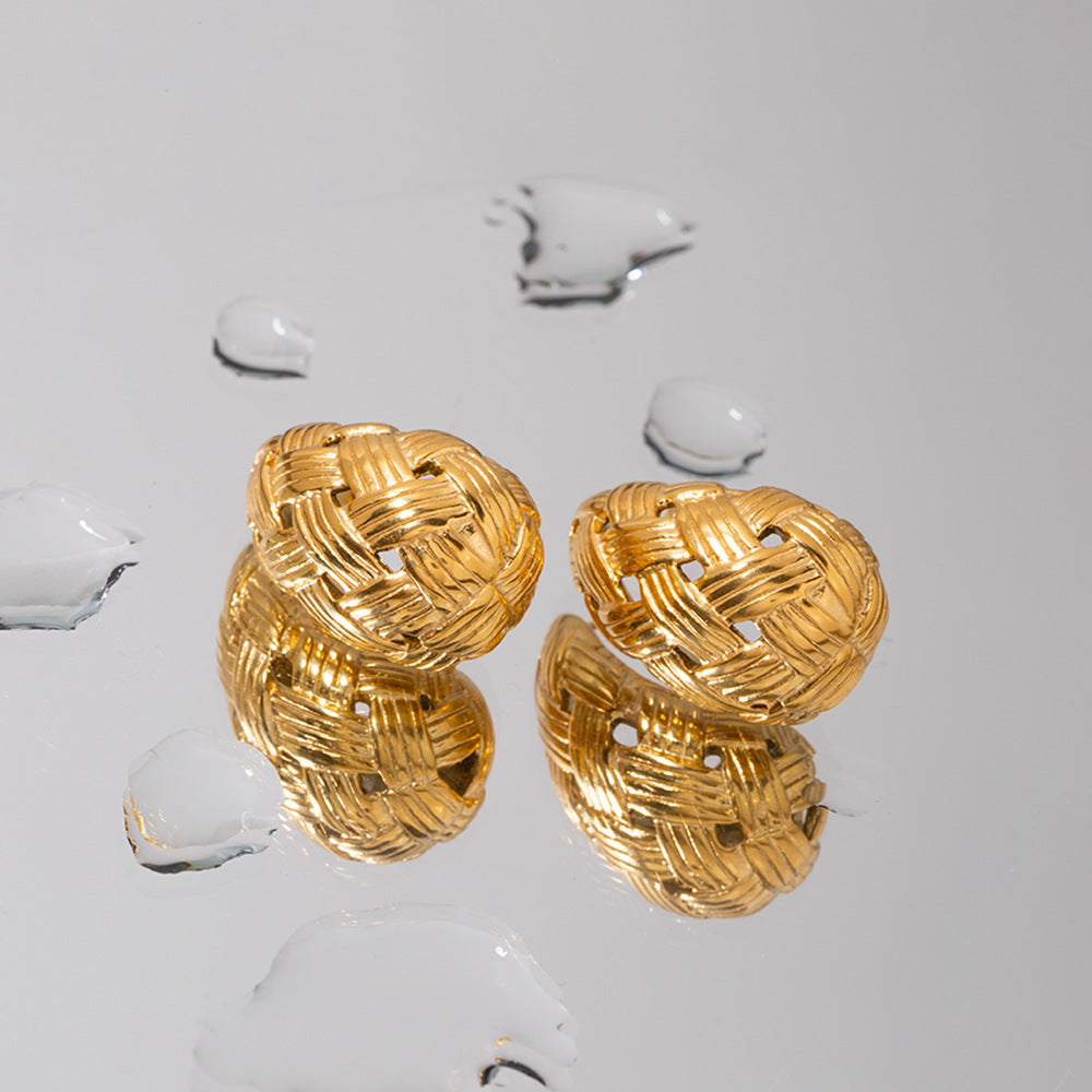 Woven Gold Set – Drop Earrings & Ring
