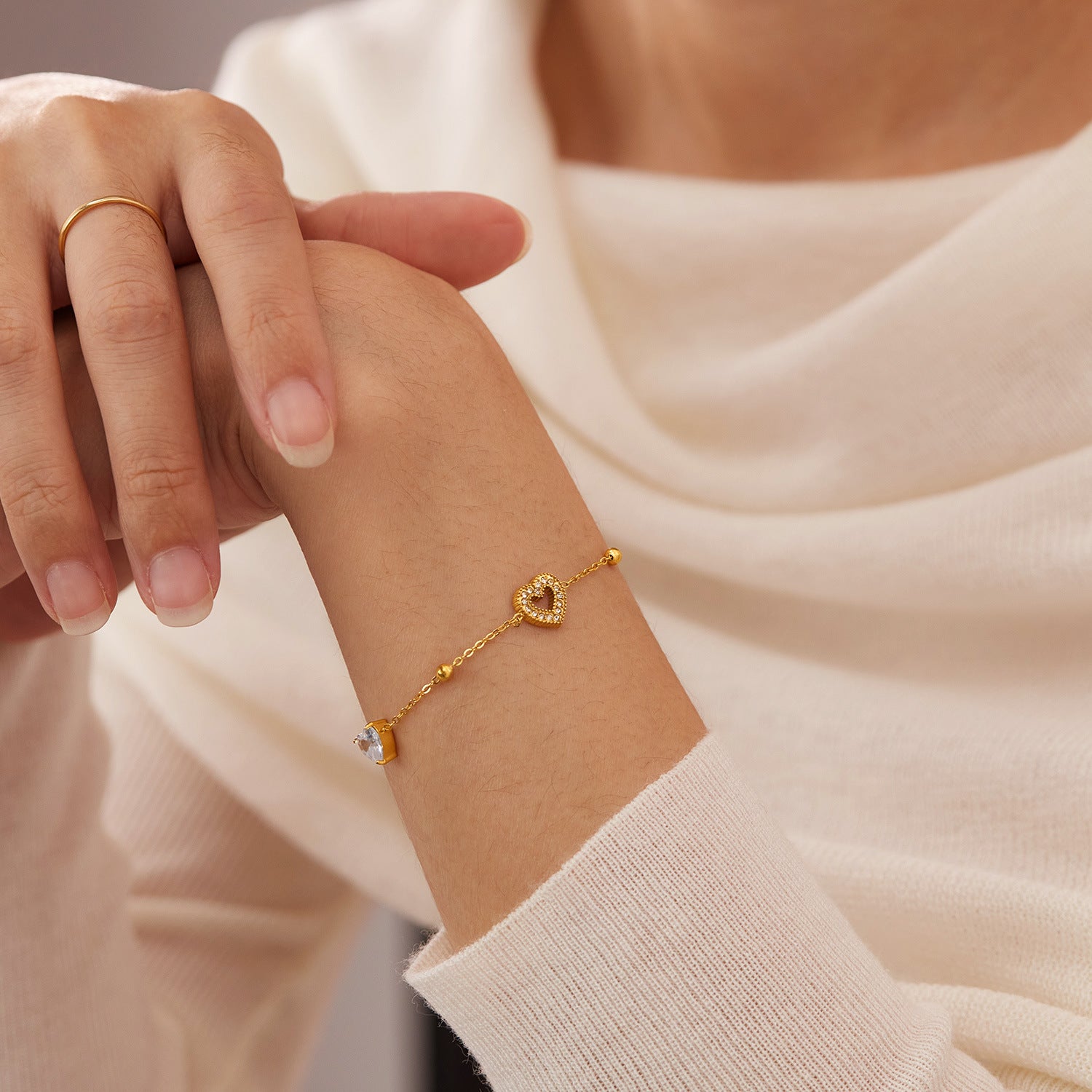 Gold-Plated Geometric Bracelet — Polished Stainless Steel