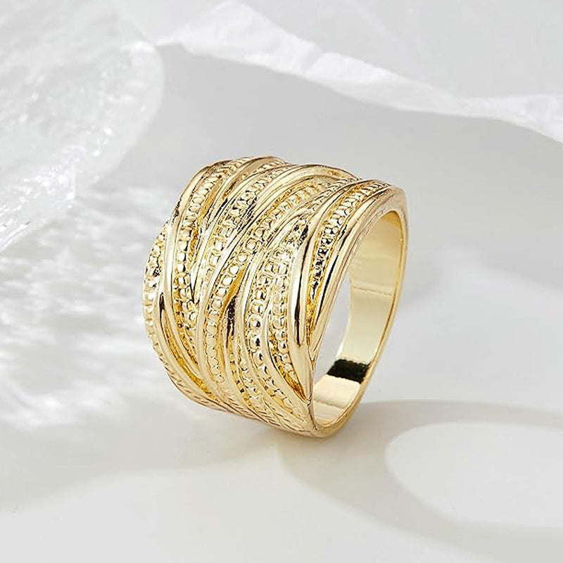 Retro Double Texture Ring – Unisex