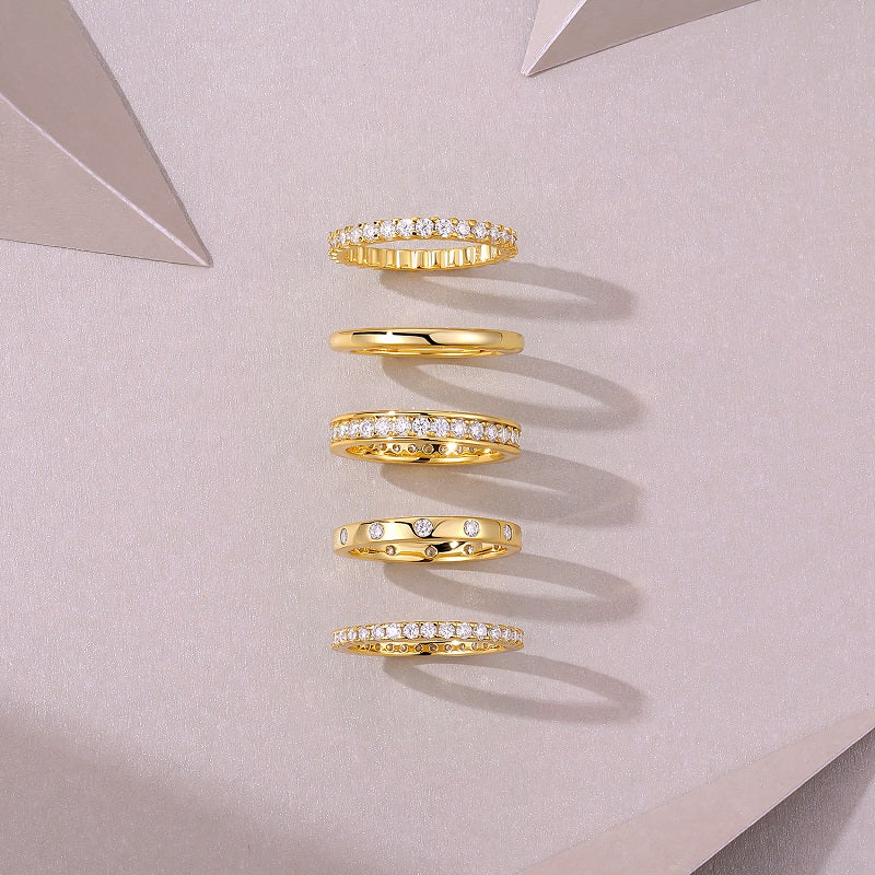 Golden Stars Moissanite Ring Set – S925 Sterling Silver