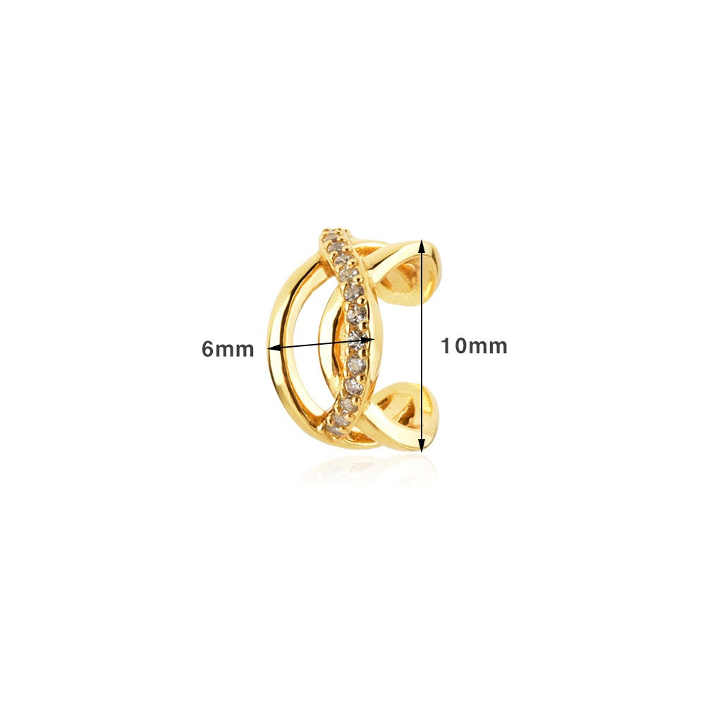 U-Shape Wave Ear Cuff – 925 Sterling Silver, 18K Gold & Platinum, Japanese Korean Style