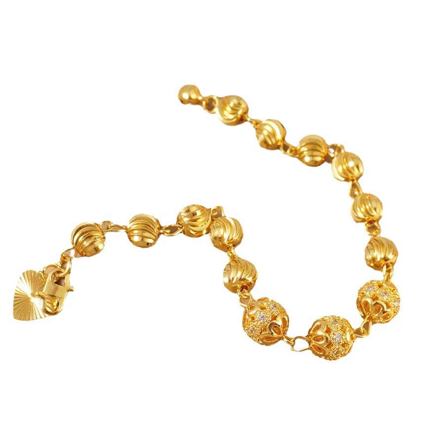 Women's Gold Petal Zircon Heart Bracelet – 24K Electroplated Copper