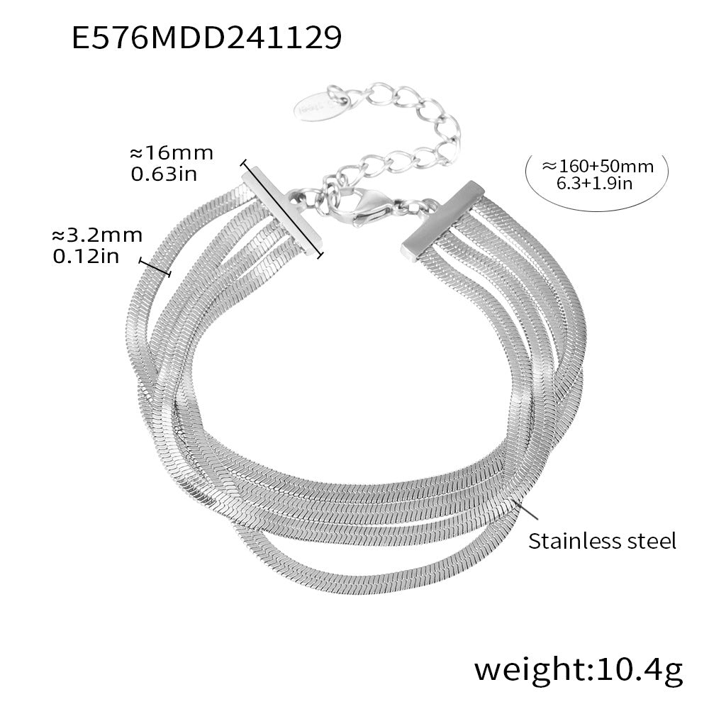 Titanium Steel Bracelet – PVD Gold-Plated Geometric Chain
