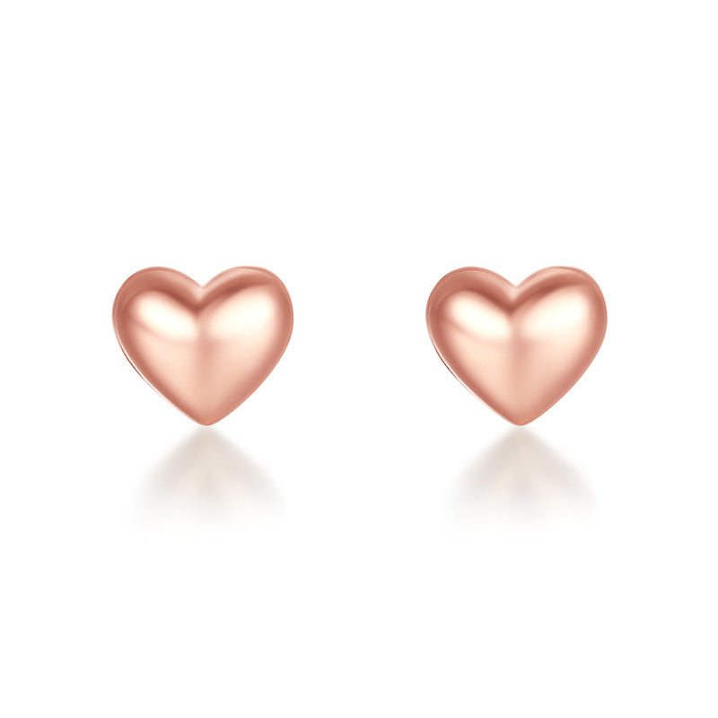 18K Gold Heart Stud Earrings