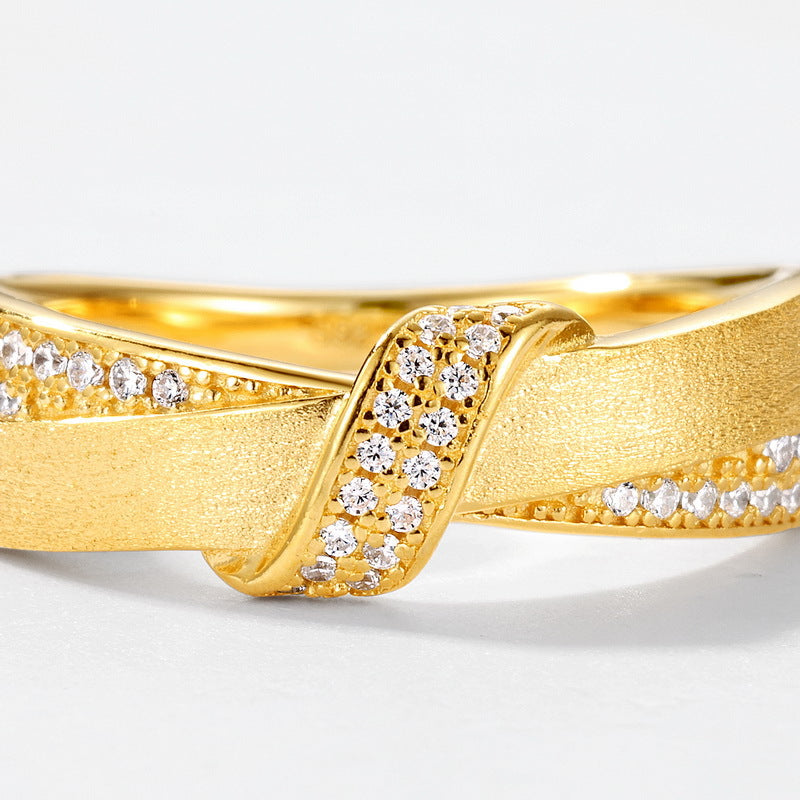 10K Gold Plated Textured Band Ring - Minimalist Luxury Statement Piece
